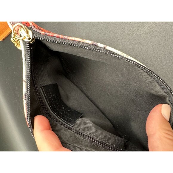 Genuine Leather Snake Print Tassel Clutch Purse - Made In Italy -Red Black White - Picture 6 of 6